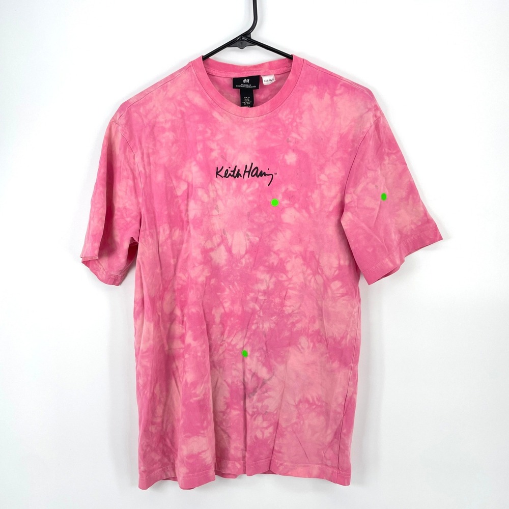 HM Keith Haring Pink Tie Dye Graphic T-Shirt Relaxed Fit XS Art Streetwear